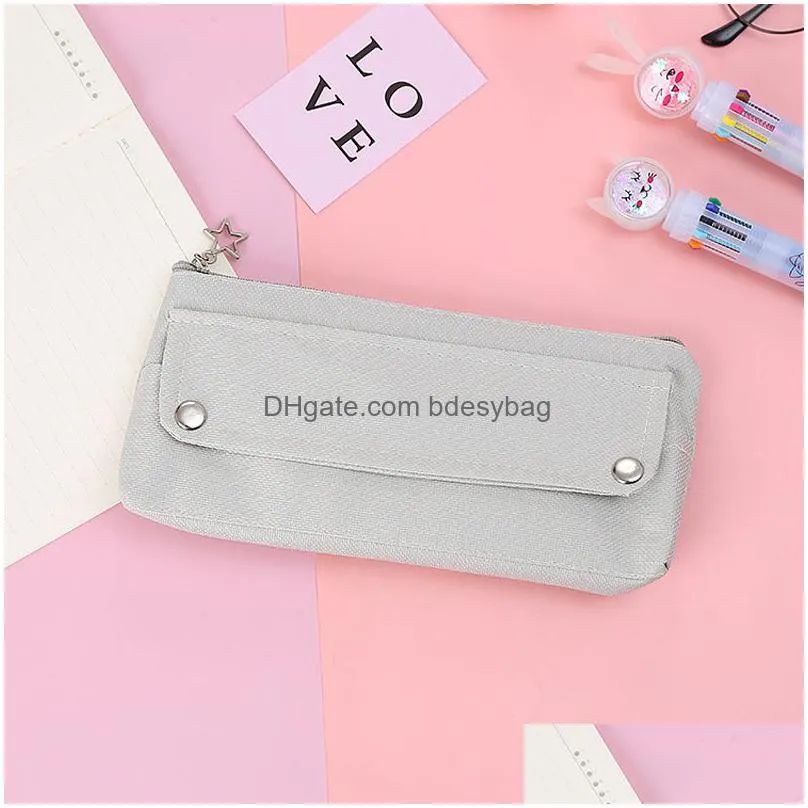 japanese solid color oxford cloth pencil case simple large capacity pencil bag for children student lx5128