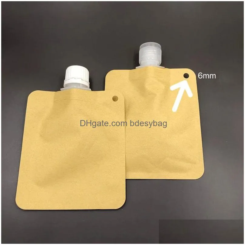50ml kraft paper spout pouch for liquid drink disposable packaging bag cosmetic makeup sample sachet lx5475