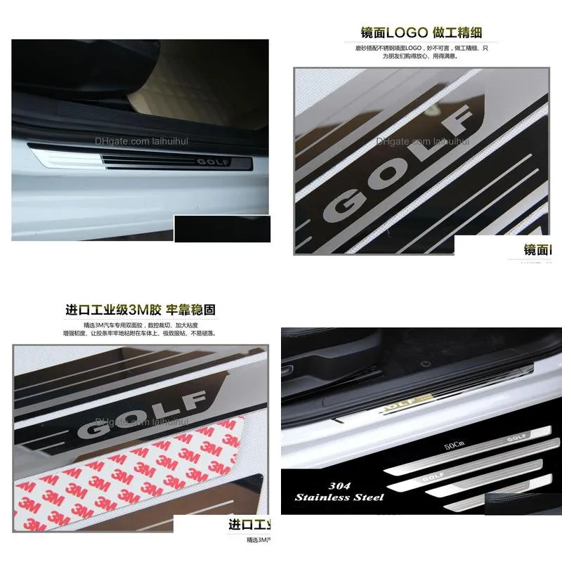 ultrathin stainless steel scuff plate door sill for vw golf 7 mk7 golf 6 mk6 welcome pedal threshold car accessories 201120151755435