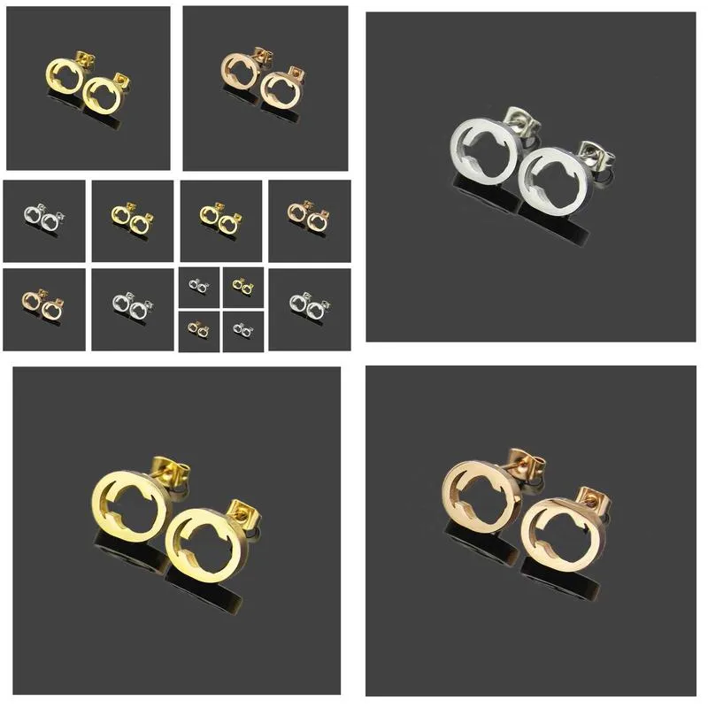 hollow style extravagant men studs classic simple earring 316l steel silver g letter elagant women stud earrings fashion jewelry