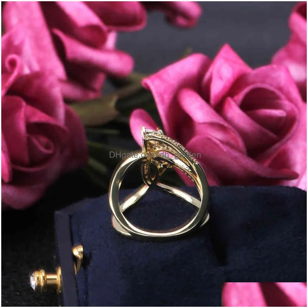 Band Rings Huitan Luxury Irregar Magical Witch Ring Super Cool Accessories Gadget Golden Twist Winding Women Jewelry Persona Dhgarden Otc8Y