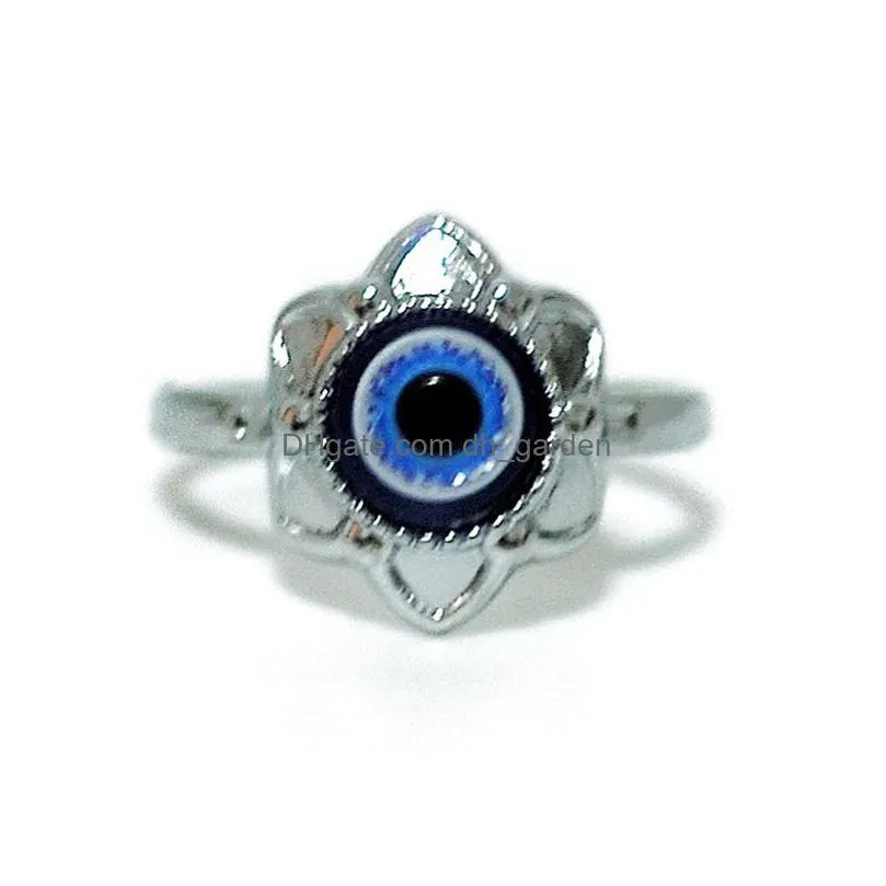 wholesale 50pcs blue devils eye alloy rings mix charm punk goth gift turkish eye women men jewelry