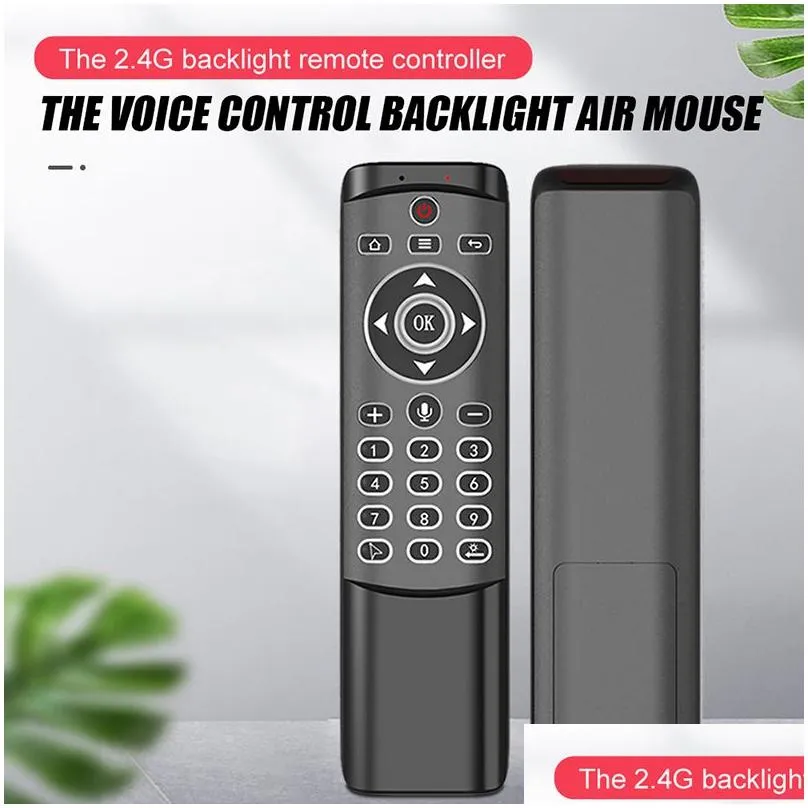 Keyboards Mt1 Backlit Voice Remote Control Gyro Wireless Air Mouse 2.4G For Android Tv Box Drop Delivery Computers Networking Keyboard Oto8S