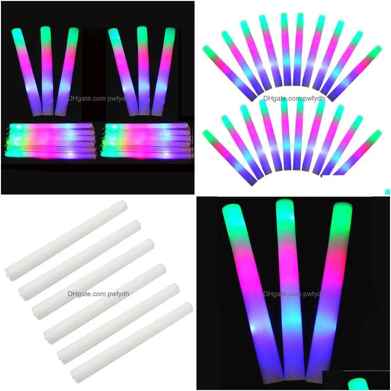 party decoration 20pcs led colorful foam sponge glowsticks glow sticks concert birthday club cheer supplies light stick