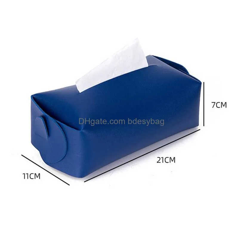 tissue box cover soft pu leather foldable handkerchief box napkin holder for living room kitchen desktop tissue boxes lx4170