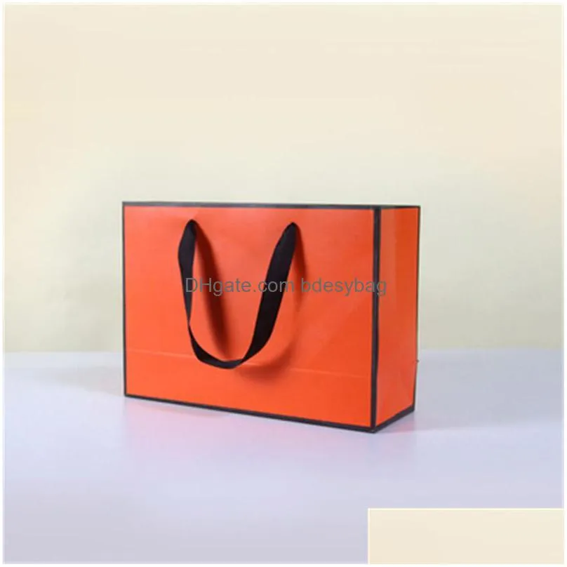 28cmx10cmx20cm new creative design black border colorful kraft paper bag with handle wedding party favor paper gift bag lx2430