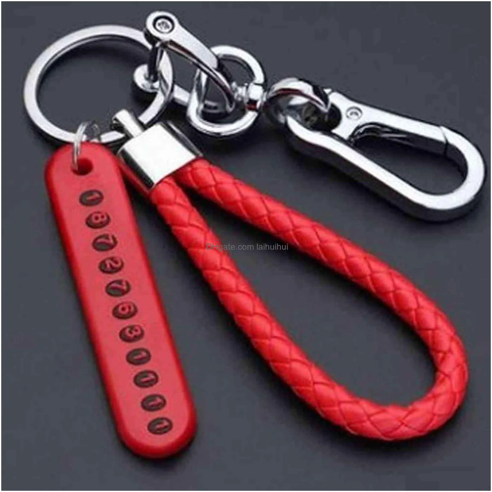 5 anti-lost car key pendant split rings keychain phone number card keyring auto vehicle key chain car accessories h1126