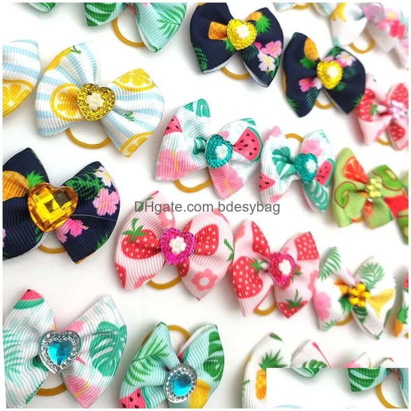 Dog Apparel Cute Dog Apparel Accessories Pet Hair Bows Rubber Band Headdress Different Styles And Colors Drop Delivery Home Garden Pet Dhofx
