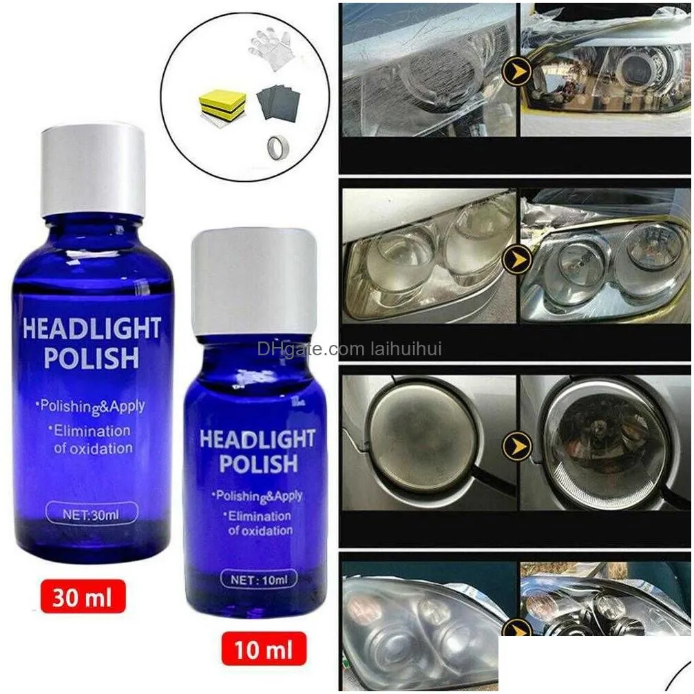 Windshield Wipers Rush Sale9H 10Ml 30Ml Car Hardness Headlight Lens Restorer Repair Liquid Polish Cleaner Set Environmentally Friend Dh3L5