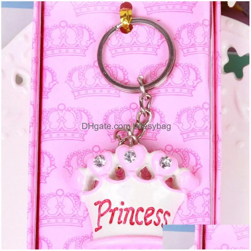 pink princess blue prince crown design key chains bridal wedding baby shower favor gifts keychains christmas gift za1166