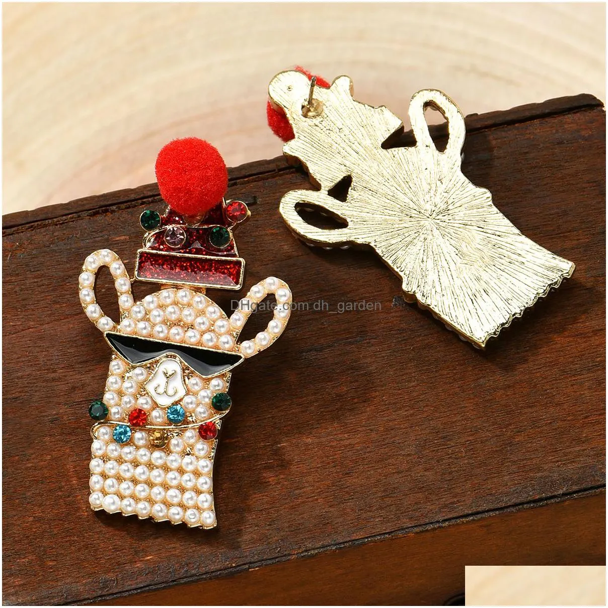charm christmas earrings creative funny alloy diamond cartoon alpaca earrings holiday hat crossborder ear jewelry