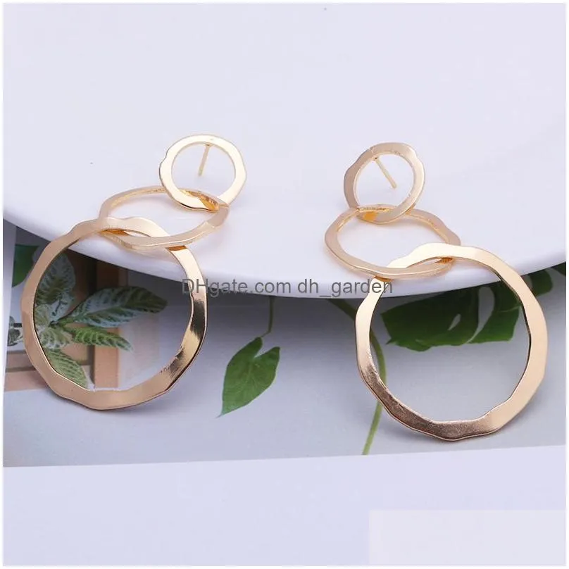 Dangle & Chandelier Hollow Round Circle Earrings Creative Fashion Jewelry Brincos Trendy Punk Style Geometric Metal Earring Dhgarden Ot9Lh