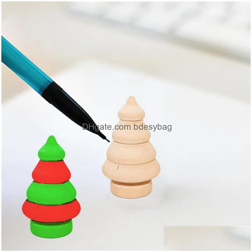 children log dolls wooden figurines christmas decoration handicraft/kids diy painting wooden dolls trees snowman craft toy ct0409