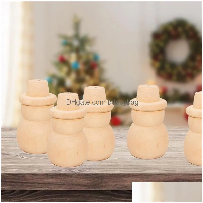 children log dolls wooden figurines christmas decoration handicraft/kids diy painting wooden dolls trees snowman craft toy ct0409