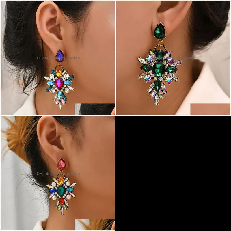 dangle crossborder hot european and american popular accessories fashion delicate earrings simple crystal glass diamond pearl drop
