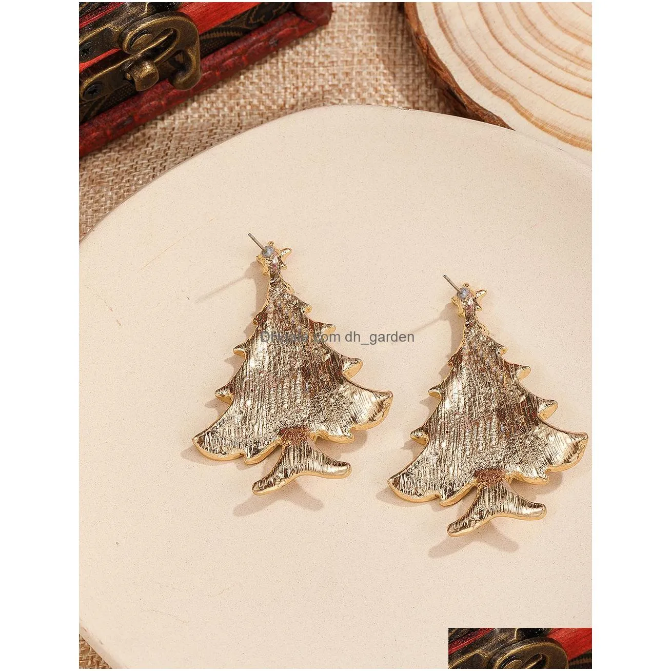 charm crossborder european and american water brick christmas gifts highend diamondstudded christmas tree ear needles autumn earrings for