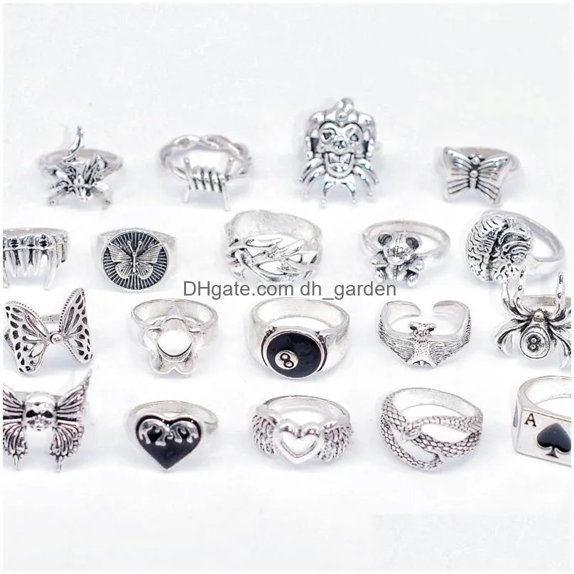 bulk lots 50pcs punk vintage metal rings size 1620 women men fashion hip hop rock butterfly bear sipder cool friend party holiday gifts jewelry accessories