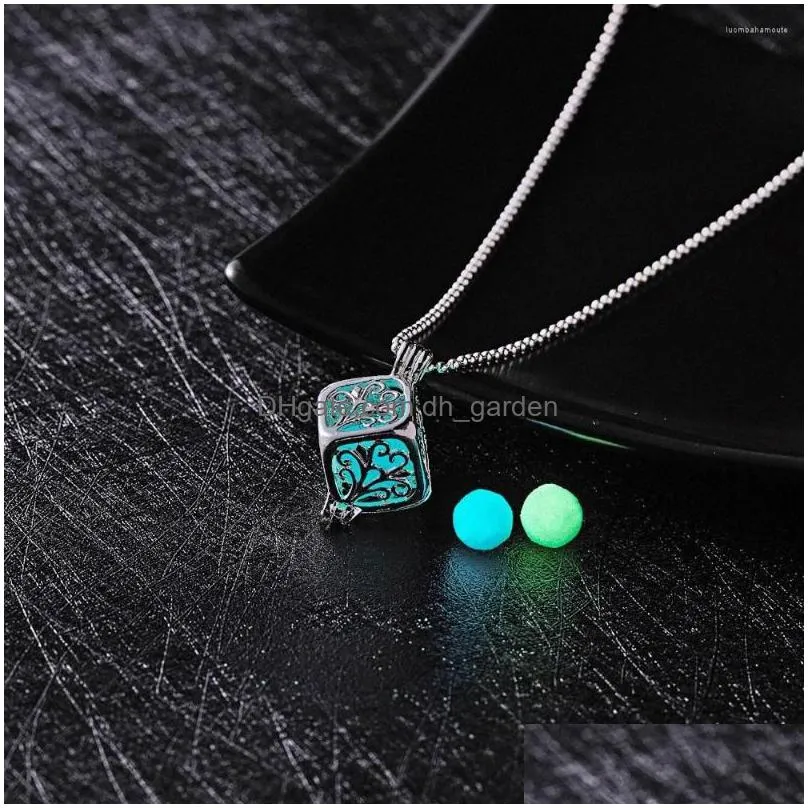 pendant necklaces glow in the dark necklace moon square heart for woman hollow water drop night fluorescence light accessories