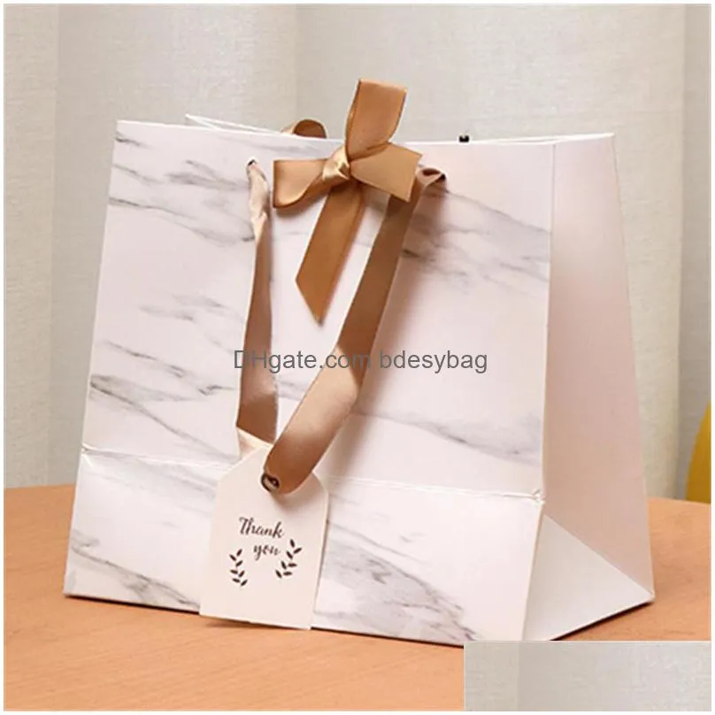 marble paper gift bags garment holiday gifts portable shopping bag business packing wedding party decoration ct0352