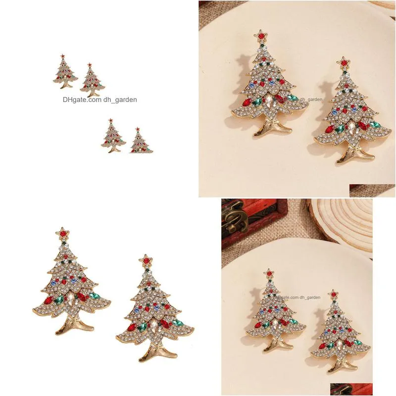 charm crossborder european and american water brick christmas gifts highend diamondstudded christmas tree ear needles autumn earrings for