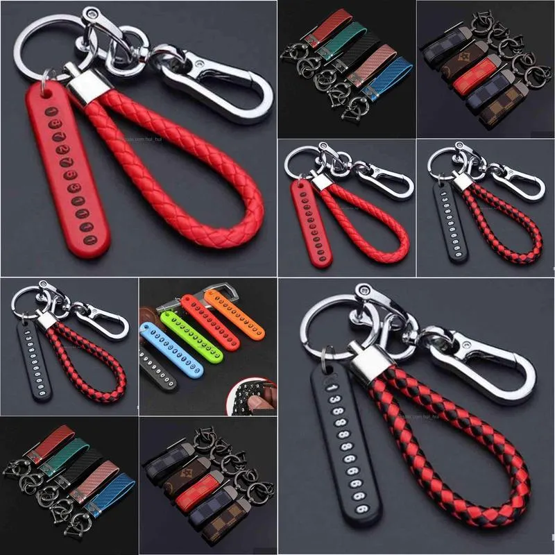 5 anti-lost car key pendant split rings keychain phone number card keyring auto vehicle key chain car accessories h1126