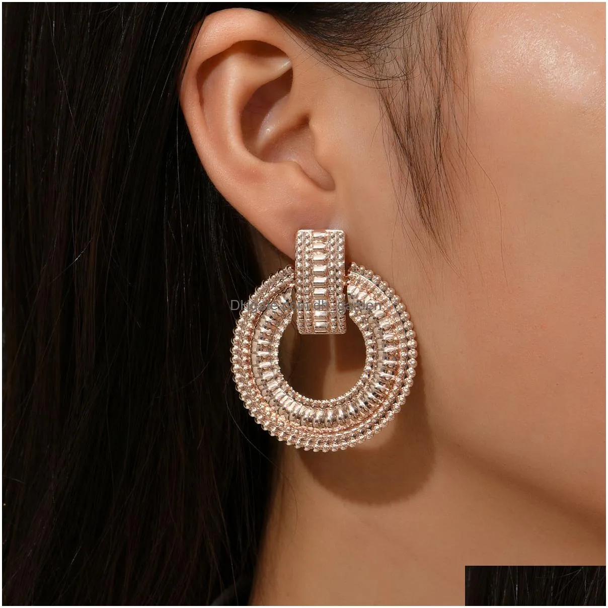 charm european and american crossborder new creative paint stud earrings fashion allmatch geometric round metal earrings yiwu factory direct