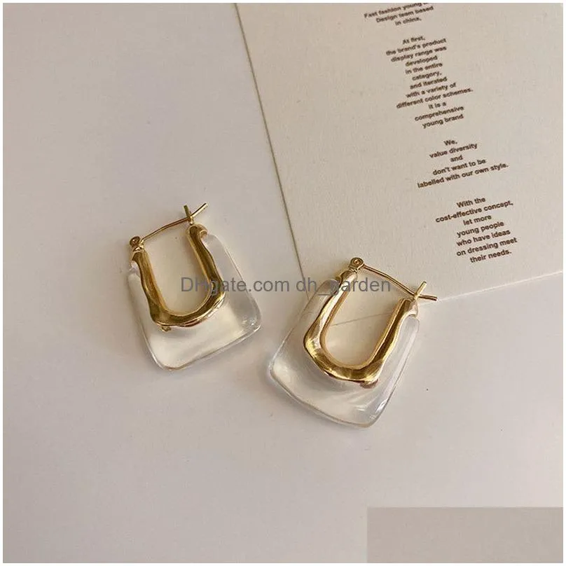 Dangle & Chandelier Colorf Clear Resin Acrylic Drop Earring For Women Geometric Hollow Statement Earrings Girls Fashion Jewe Dhgarden Otpcx