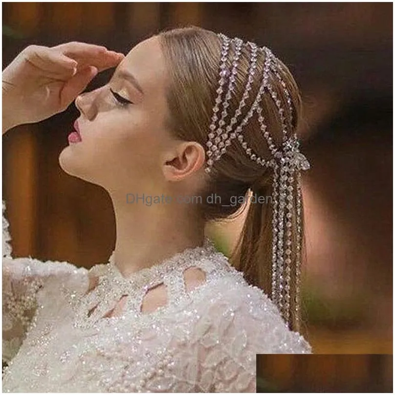 Headbands Fashion Tassel Mtilayer Hair Hoop For Women Contracted Elegant Luxury Crystal Headband Hairpin Bride Party Jewelry Dhgarden Otwhd