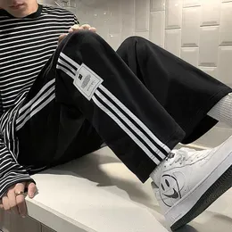 Women`s Pants Striped Sports For Women In Spring And Autumn Loose High Street Mop Trendy Brand Straight Tube Casual Wide Leg