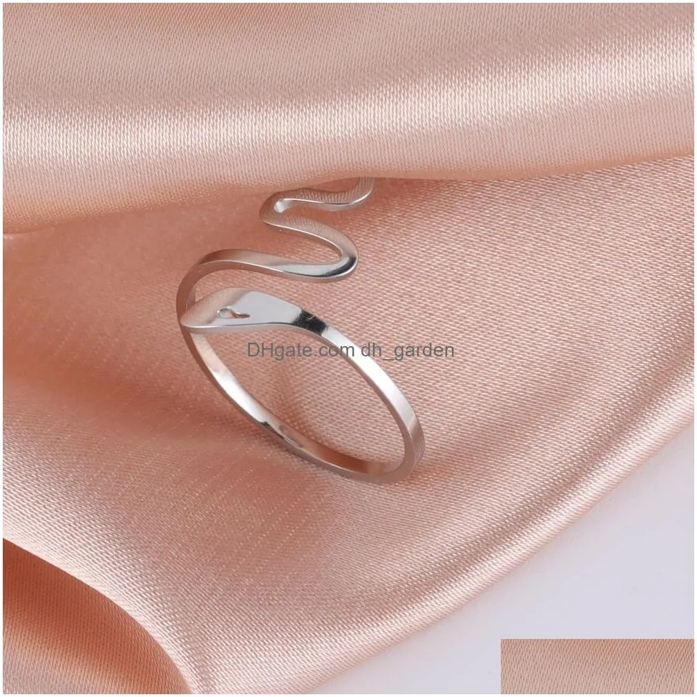 Band Rings Adjustable Ring For Women Stainless Steel Cat Snake Cross Dog Paw Lightning Angel Wing Couple Trendy Jewelry Drop Dhgarden Otifl