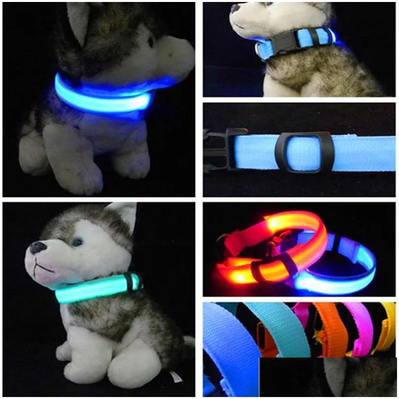 nylon pet dog collar led light night safety lightup flashing glow in the dark cat collar led dog collars for small dogs