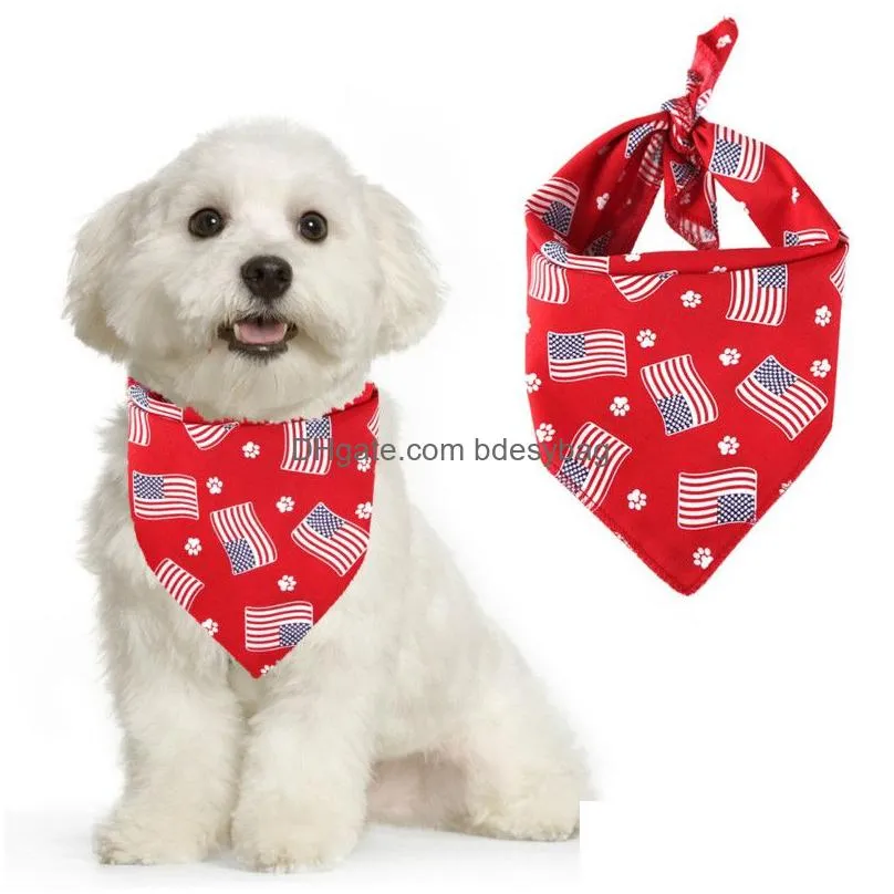 Other Dog Supplies Fashion Printing Dog Triangle Towel Cat Creative American Flag Bib Pet Decor Accessories Drop Delivery Home Garden Dhocp