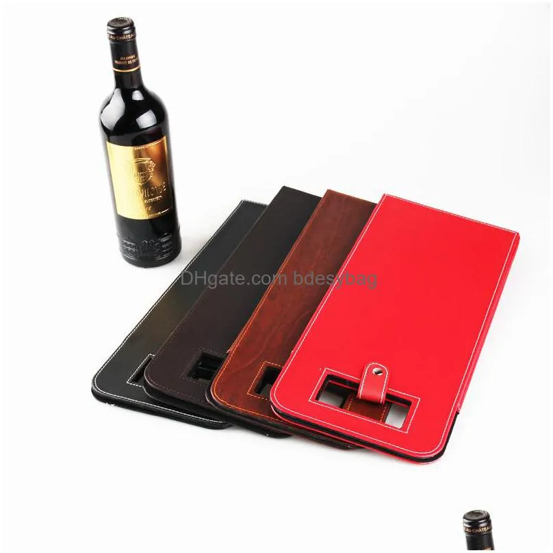 4 colors luxury portable pu leather double red wine bottle tote bag packaging case gift storage boxes with handle lx0978