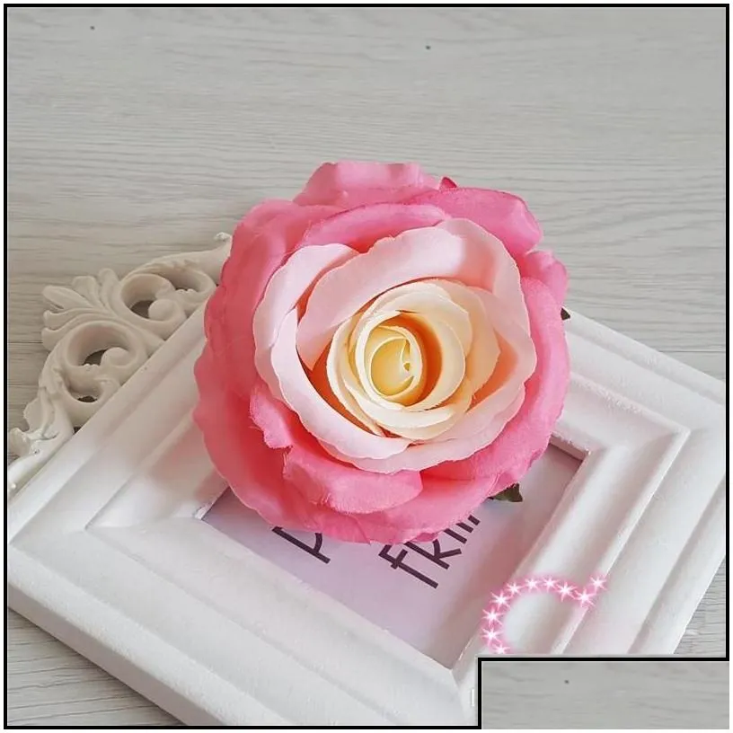 Wedding Flowers New 9Cm Artificial Rose Flower Heads Silk Decorative Party Decoration Wedding Wall Bouquet White Roses Drop Delivery