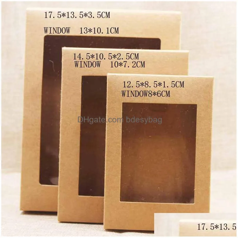 diy paper box with window white black kraft paper gift box cake packaging for wedding home party muffin packaging lx2854
