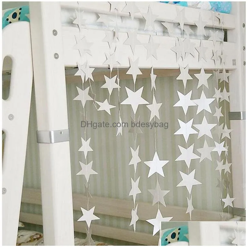 home 4m colorful bunting hanging paper star garlands christmas wedding party banner shower room door decoration za1316