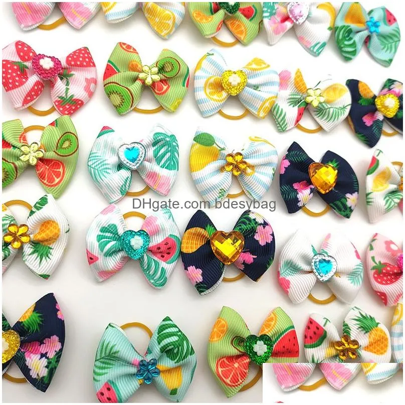 Dog Apparel Cute Dog Apparel Accessories Pet Hair Bows Rubber Band Headdress Different Styles And Colors Drop Delivery Home Garden Pet Dhofx