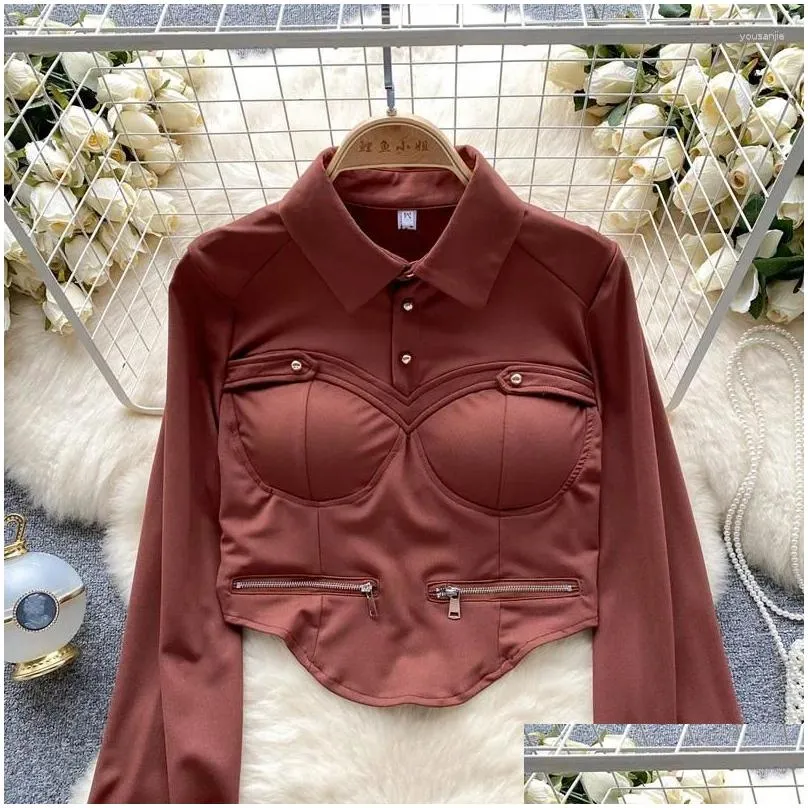 Women`S Blouses & Shirts Womens Blouses Girls Top Autumn Design Slim Fit Long Sleeve Y Temperament Drop Delivery Apparel Women`S Cloth Ote0B