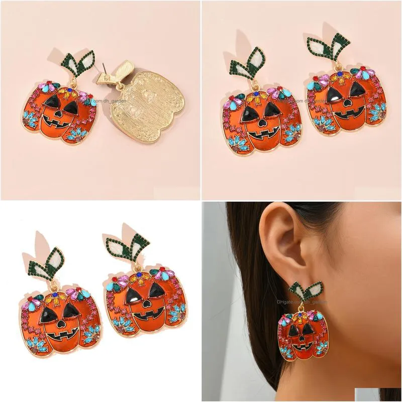 charm european and american crossborder new halloween pumpkin funny earrings fashion trend creativity dripping oil retro personality earrings for