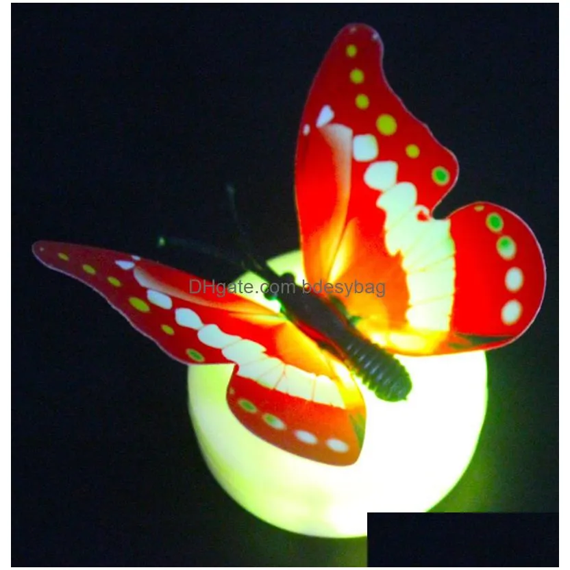 Wall Stickers Led 3D Butterfly Wall Stickers Night Light Lamp Glowing Decals Sticker House Decoration Home Party Desk Drop Delivery Ho Dhbxs