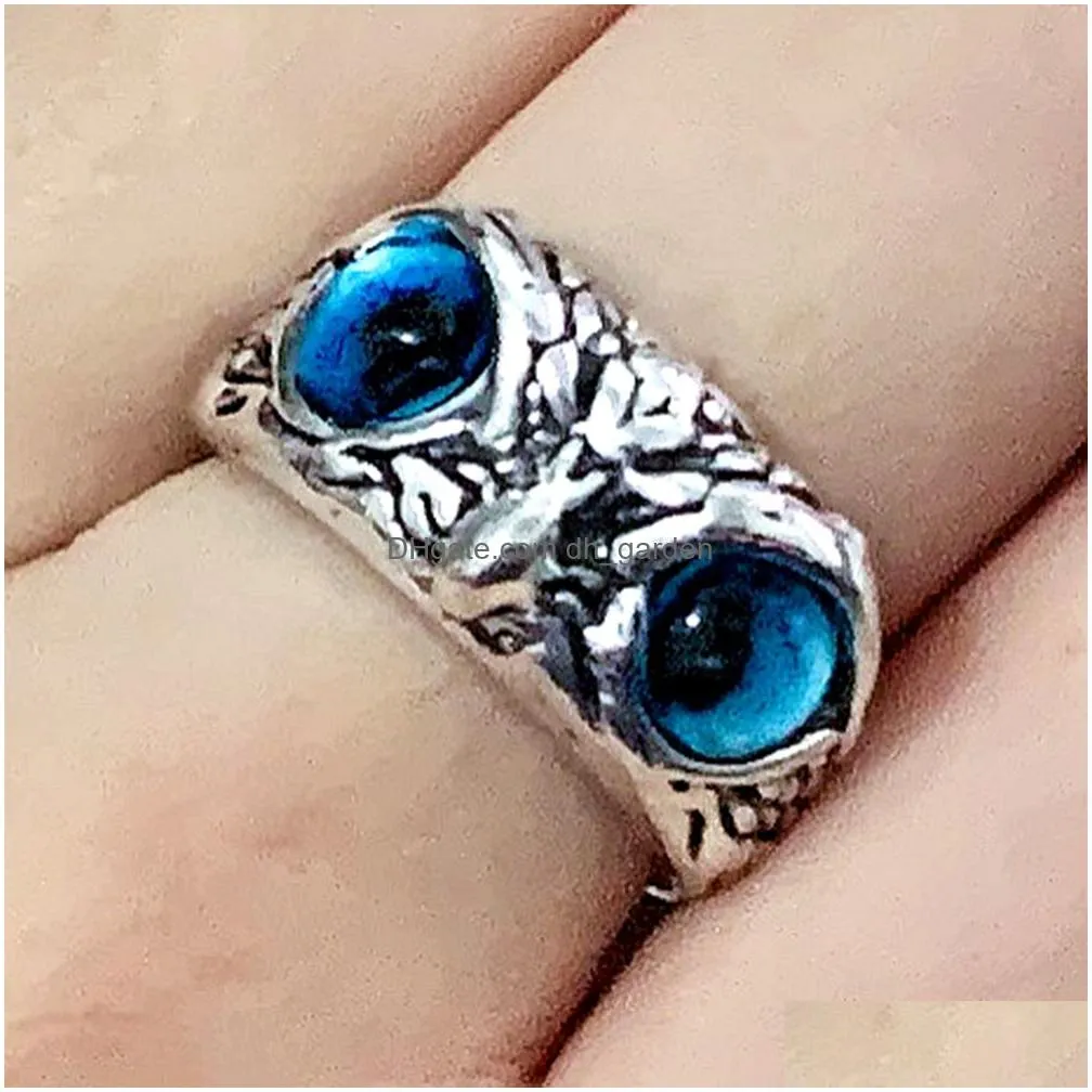 bulk lots 30pcs colour eyes owl vintage rings mix retro punk gothic rock men women cool party gifts jewelry