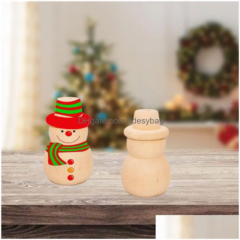 children log dolls wooden figurines christmas decoration handicraft/kids diy painting wooden dolls trees snowman craft toy ct0409