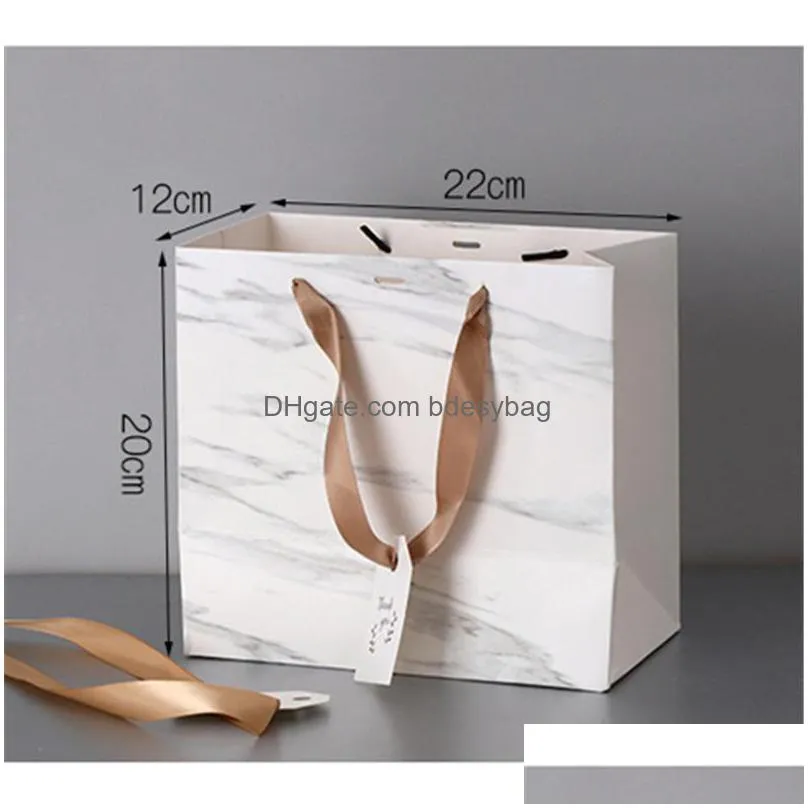 marble paper gift bags garment holiday gifts portable shopping bag business packing wedding party decoration ct0352