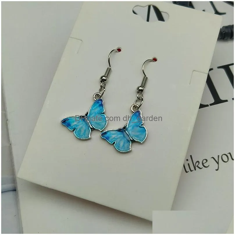 Charm Blue Butterfly Drop Earring For Women Mticolor 2021 Alloy Dangle Earrings Statement Wedding Jewelry Wholesale Drop Del Dhgarden Otjs3