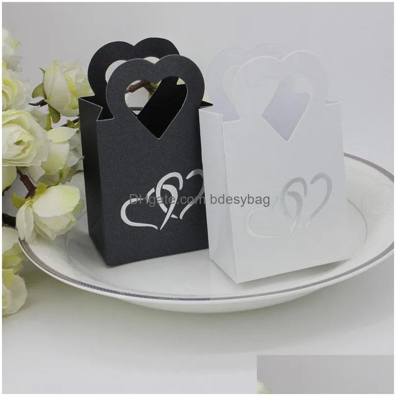 white/back colors creative sweets love heart candy box wedding favor boxes packaging box party souvenirs za5482