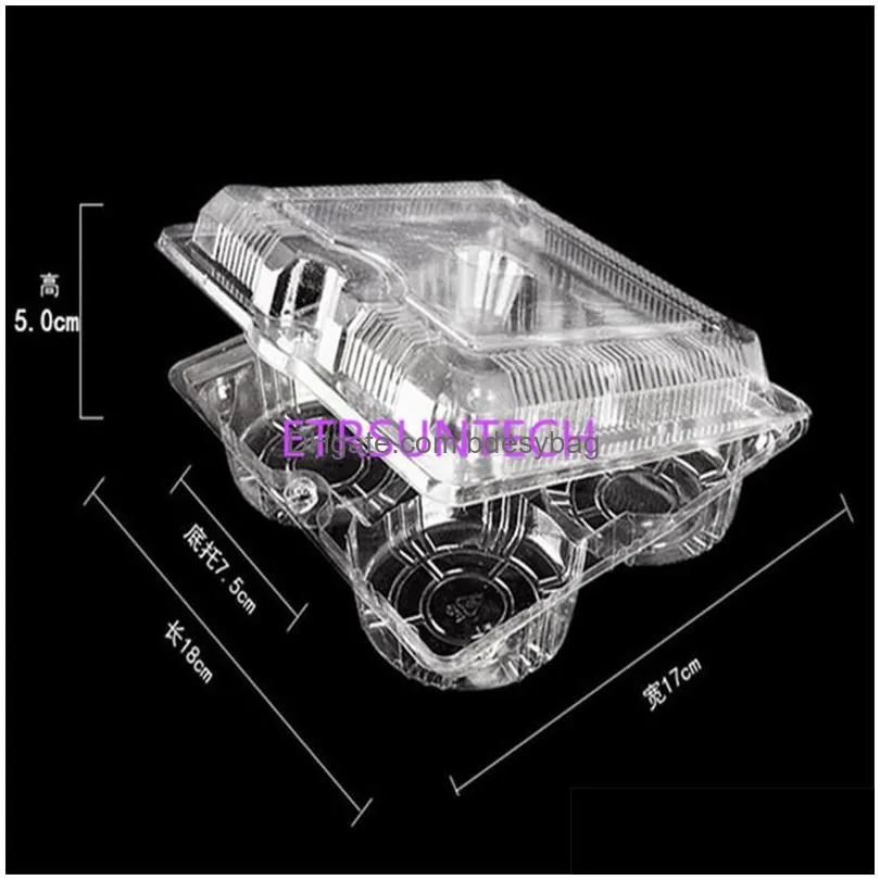 1500pcs/lot 18x17x5cm automatic buckle transparent baking plastic packaging boxes egg tart trays factory wholesale lz1929