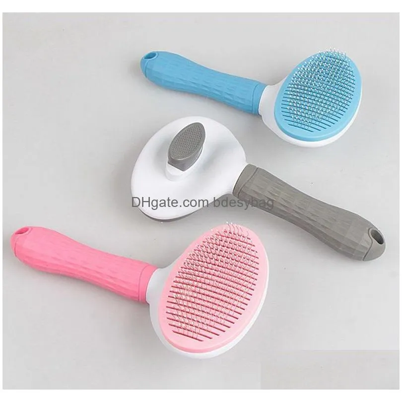 Dog Grooming Dog Grooming Hair Removal Comb Brush Stainless Steel Cats Combs Matic Non-Slip Brushes For Dogs Cleaning Supplies Drop De Dhsbm