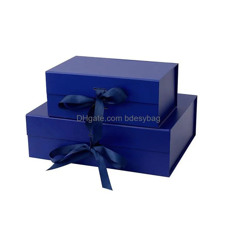 wholesale 2 size luxury foldable gift box white black magnetic rigid box for clothing underwear hair packaging lx4798