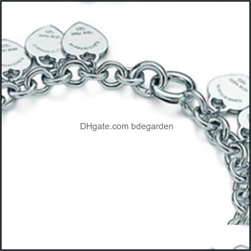 sterling silver 925 classic fashion silver heart card ladies bracelet jewelry holiday gift 200925