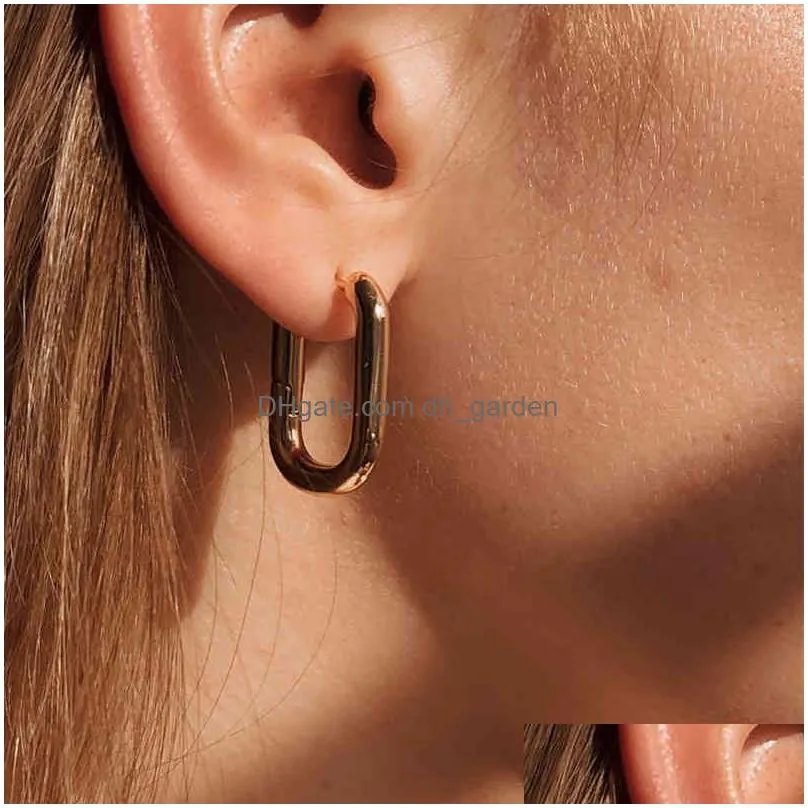 Charm 17Km Trendy Hollow Chain Hoop Earrings Charm For Women Gothic Geometric Gold Earring Punk Statement Circle Brincos Jew Dhgarden Ot0Gl